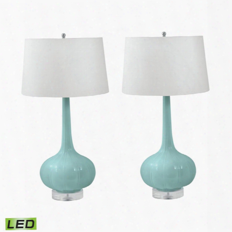 231/s2-led Del Mar Porcelain Led Table Lamp In Mint