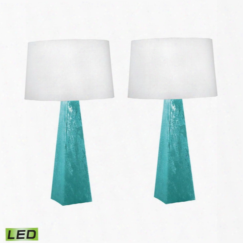 241/s2-led Blue-green Mercury Glass Led Table Lamp Blue-green Mercury