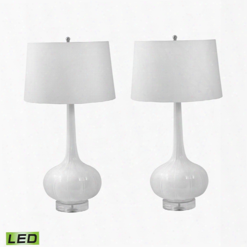 242/s2-led Del Mar Porcelain Led Table Lamp In White