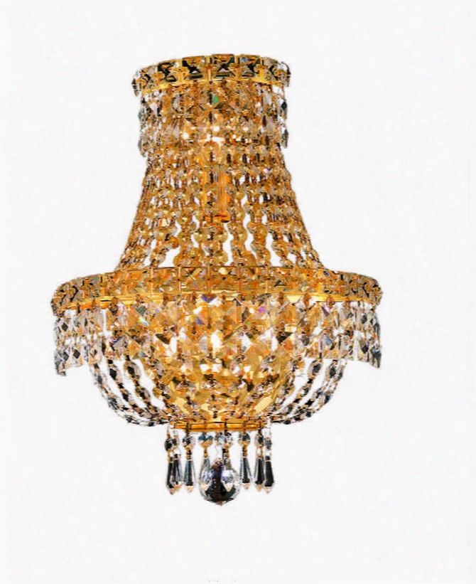 2528w12g/ss 2529 Tranquil Collection Wall Sconce W/ Neck W12in H17in E7in Lt: 3 Gold Finish (swarovski Strass/elements