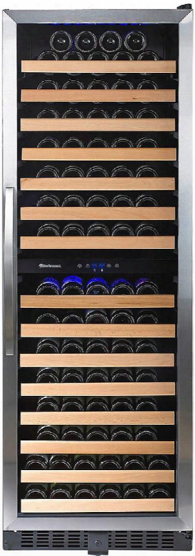 269026603 Classic Dual Zone Wine Cellar With 166 Bottle Capacity Interior Led Lighting Digital Touchscreen Black Cabinet And Uv Tinted Glass Door: