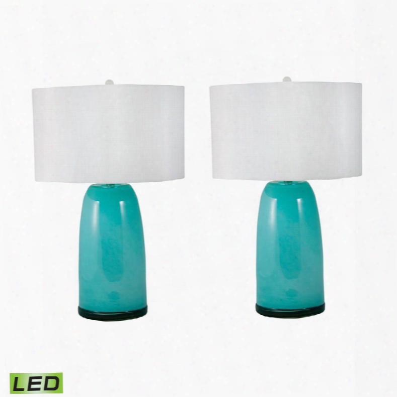 270b/s2-led Blown Glass Led Table Lamp In Aqua Blue