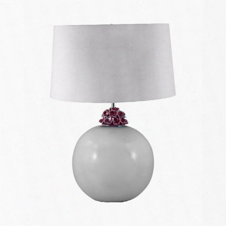 271 Ceramic Ball Table Lamp In White And Amethyst White