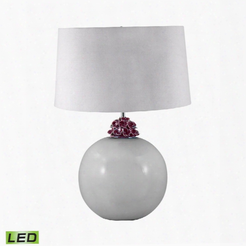 271-led Ceramic Ball Led Table Lamp In White And Amethyst White