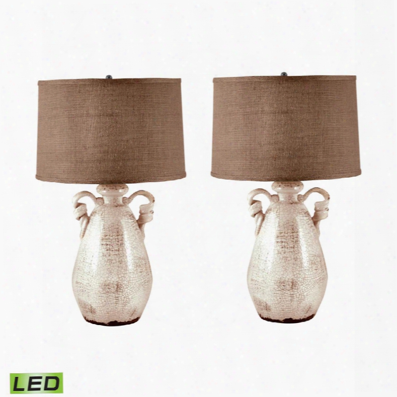 272/s2-led Twisted Touch Terra Cotta Led Table Lamp In Cream