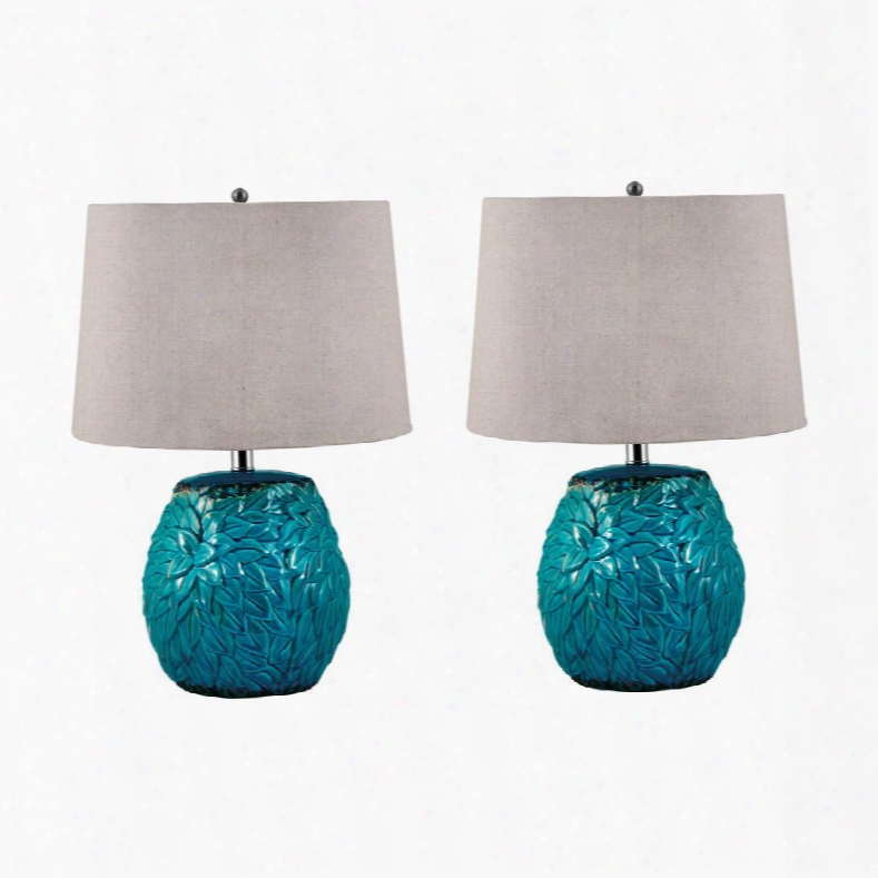 275/s2 Aqua Leaf Terra Cotta Table Lamp Aqua