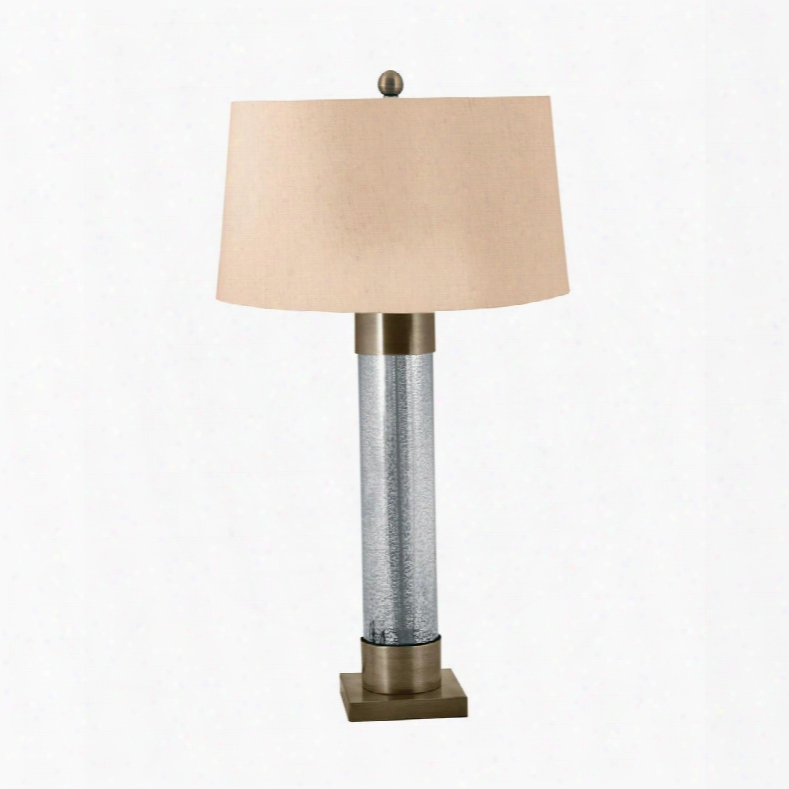 291 Mercury Glass Cylinder Table Lamp With Antiqued Brass Accents