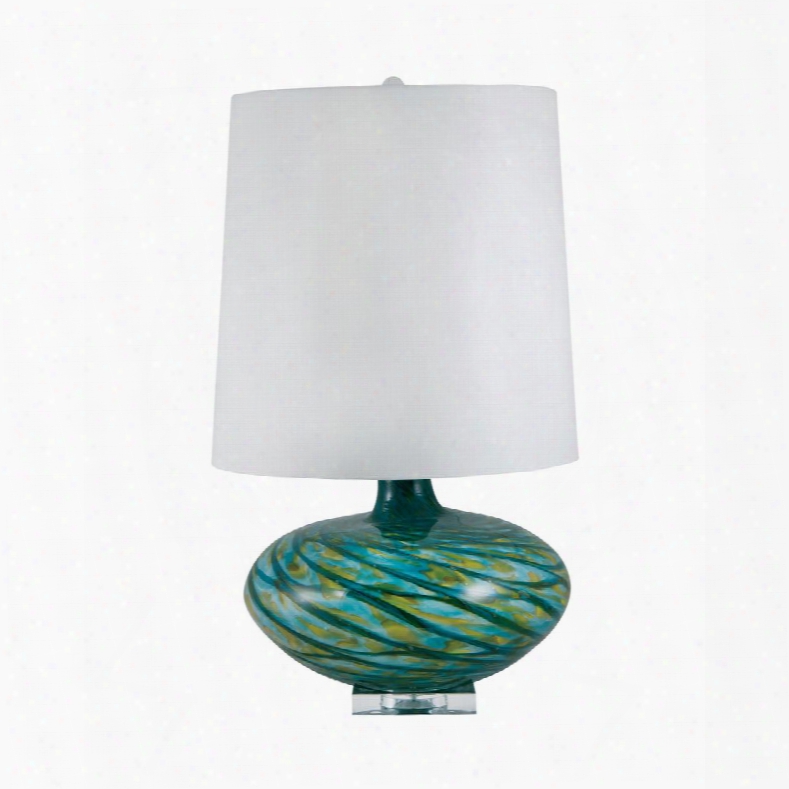 312 Big Bang Blown Glass Table Lamp In Blue Swirl