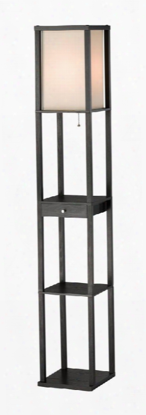 3133-01 Parker Shelf Floor Lamp Black Mdf Veneer