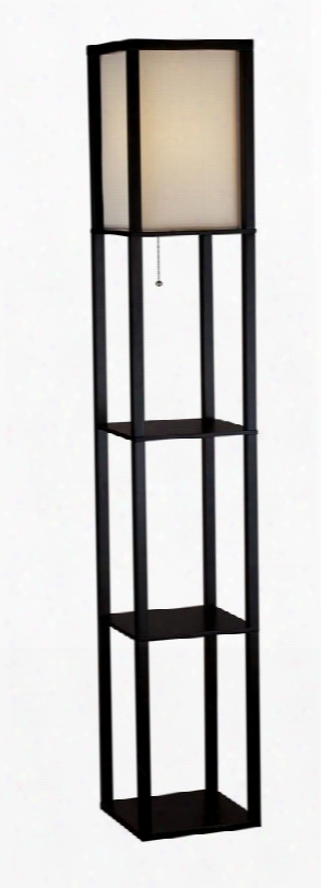 3138-01 Wright Shelf Floor Lamp Black Pvc Veneer On Mdf