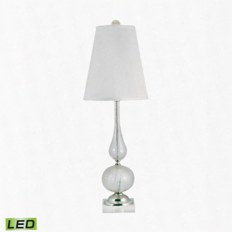316-led Serrated Venetian Glass Led Table Lamp In Clear And Gold Clear