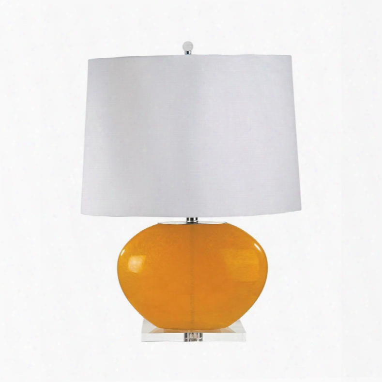 319 Blown Glass Oval Table Lamp In Orange - Set Of 2 Orange