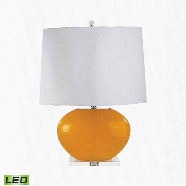 319-led Blown Glass Oval Led Table Lamp In Orange - Set Of 2 Orange