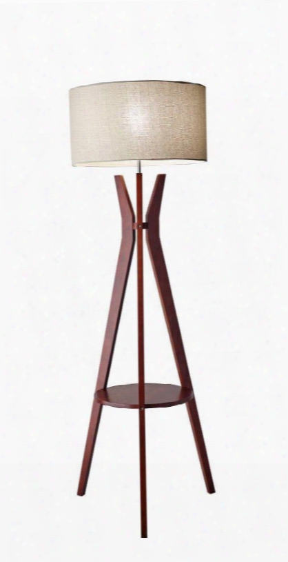 3471-15 Bedford Shelf Floor Lamp Solid Walnut Wood