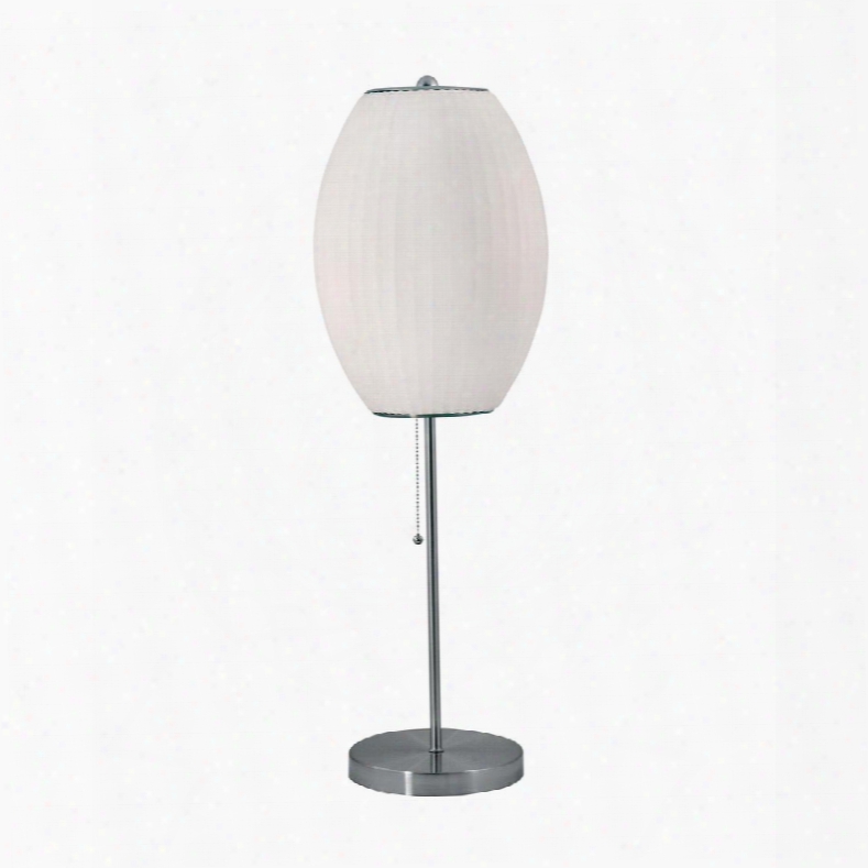 400 Cigar Table Lamp In Satin Nickel And White Satin Nickel