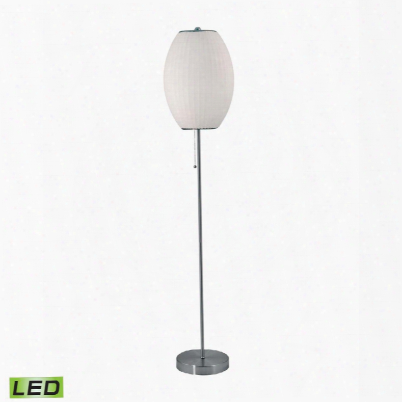 403-led Cigar Led Floor Lamp In Satin Nickel And White Satin Nickel