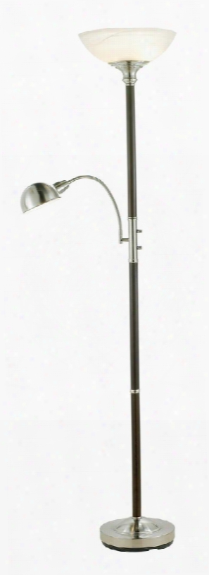 4052-15 Lexington Combo Floor Lamp Dark Walnut Wood With Brushed Steel Accents