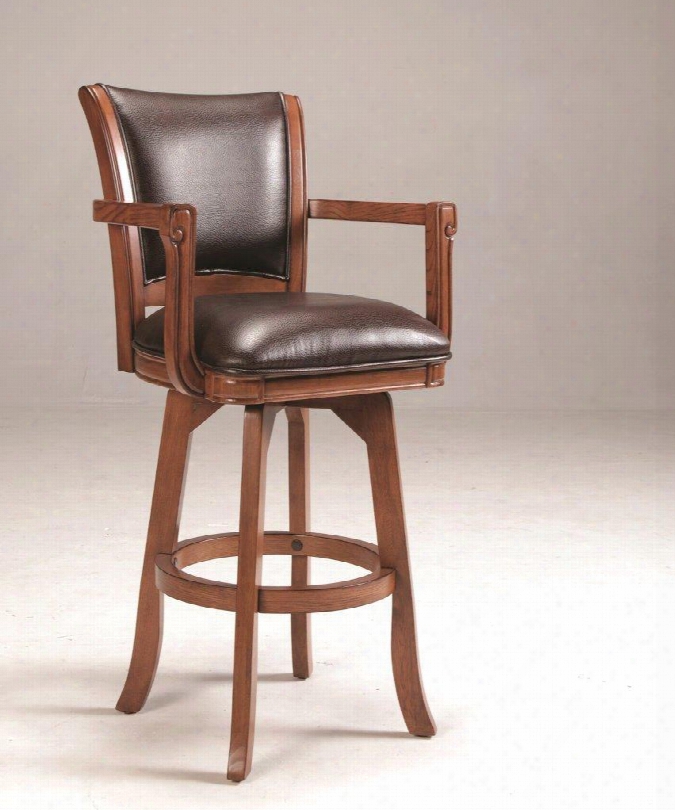 4186-830 Parkview 45" Bonded Leather Upholstered Swivel Bar Stool With Climate Controlled Wood Frame In Brown