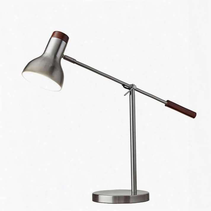 4253-22 Watson Desk Lamp Brushed Steel With Dark Wood