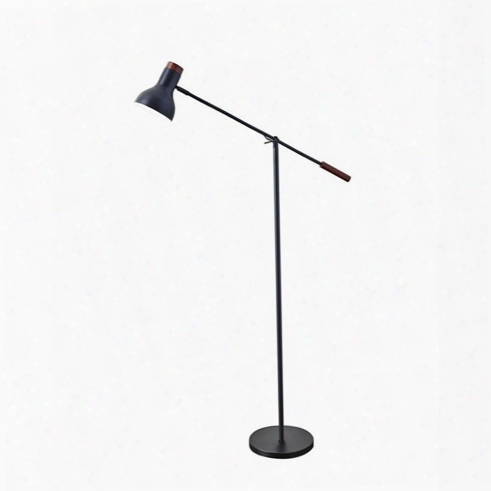 4254-01 Watson Floor Lamp Matte Black With Dark Wood