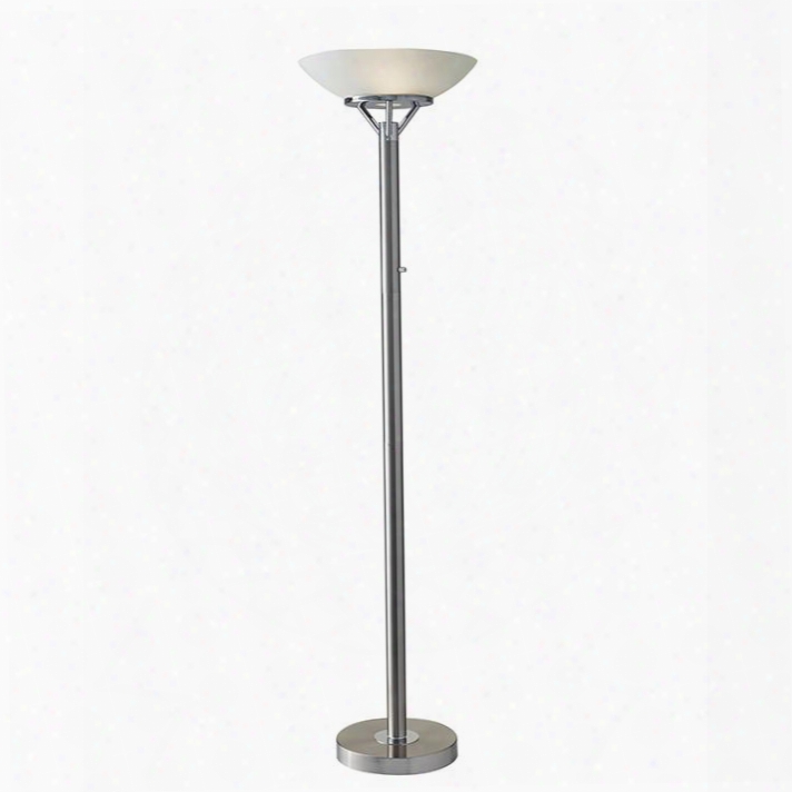 5023-22 Expo Floor Lamp Brushed Steel With Chrome Accents