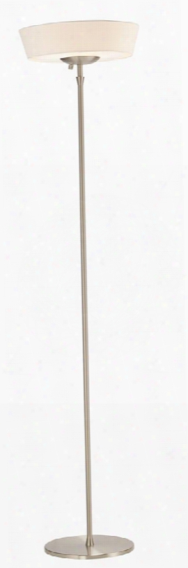 5169-02 Harper Floor Lamp Brushed Steel Finish White Linen With Frosted