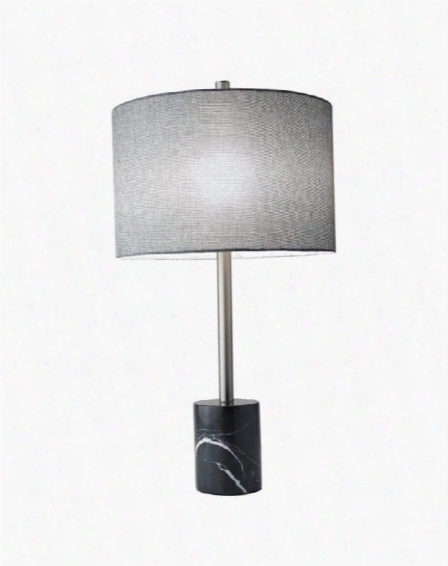 5280-01 Blythe Table Lamp Brushed Steel Finish Grey Tweed-like