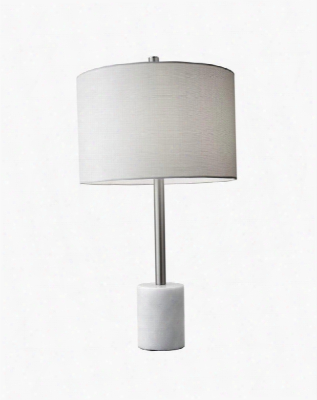 5280-02 Blythe Table Lamp Brushed Steel Finish White Apris