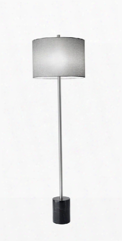 5281-01 Blythe Floor Lamp Brushed Steel Finish Grey Tweed-like