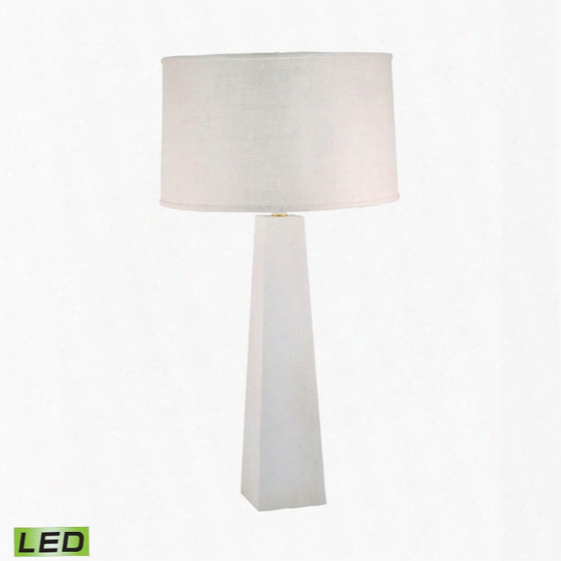 555w-led Grand Pyramid Led Table Lamp In White Wash