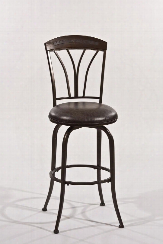 5690-826 Marano Faux Leather Upholstered 360 Degree Swivel Counter Stool With Metal Frame In Speckled Bronze