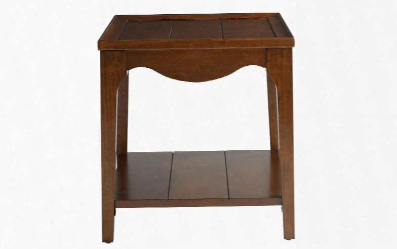 6223-0665 24" End Table With 1 Fixed Wood Shelf Scalloped Apron And Paneled
