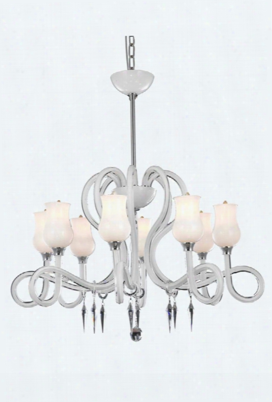 6948d35wh/ss 6948 Scroll Collection Hanging Fixture D35in H24.5in Lt: 8 White Finish (swarovski Elements Crystal