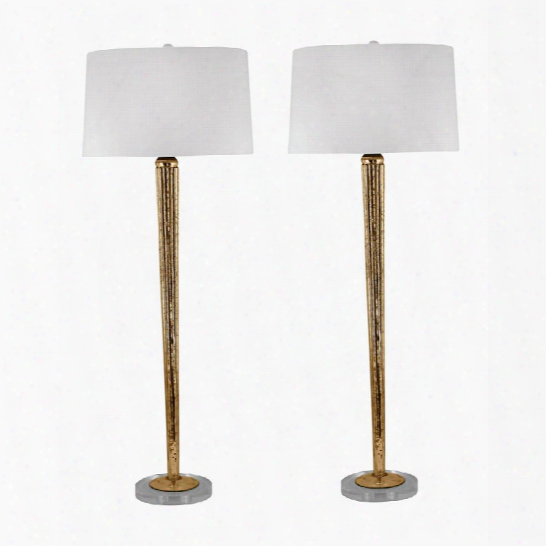 711/s2 Mercury Glass Candlestick Lamp In Gold Mercury