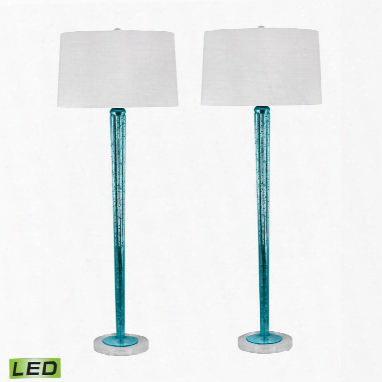 712/s2-led Mercury Glass Candlestick Lamp In Blue Mercury