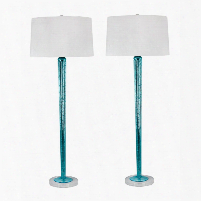 712/s2 Mercury Glass Candlestick Lamp In Blue Mercury