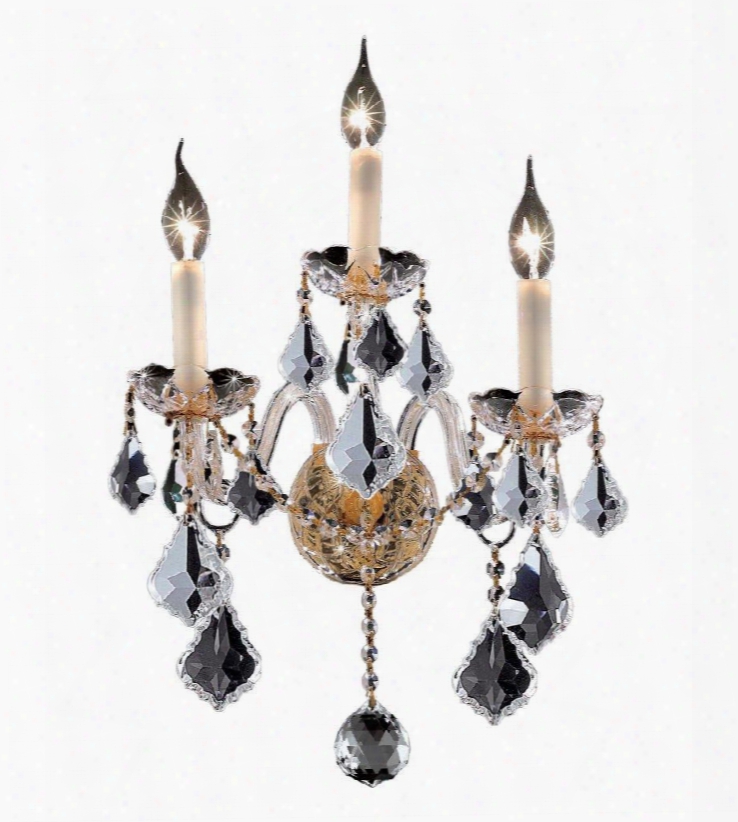 7831w3g/ss 7831 Alexandria Collection Wall Sconce W13in H18in E8.5in Lt: 3 Gold Finish (swarovski Strass/elements