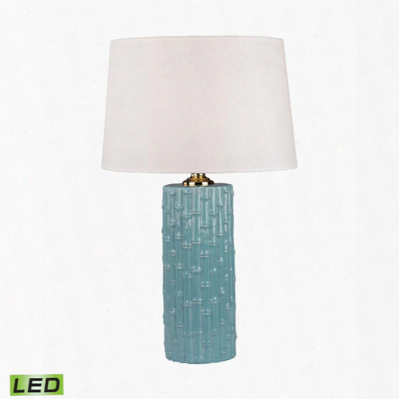 8001-led Bamboo Ceramic Led Table Lamp Light Blue