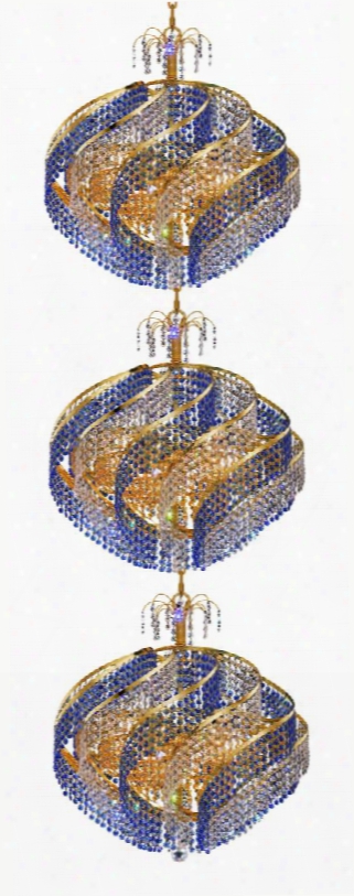 8053g26g/ss 8053 Spiral Collection Large Hanging Fixture D26in H78inin Lt: 36 Gold Finish (strass/elements Swarovski