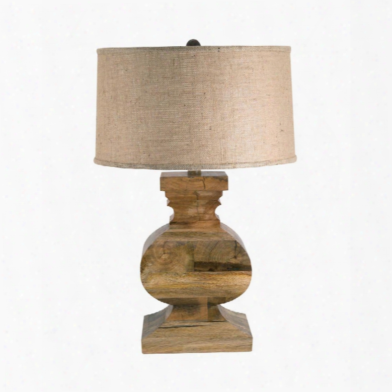 807 Curved Block Solid Wood Table Lamp Natural