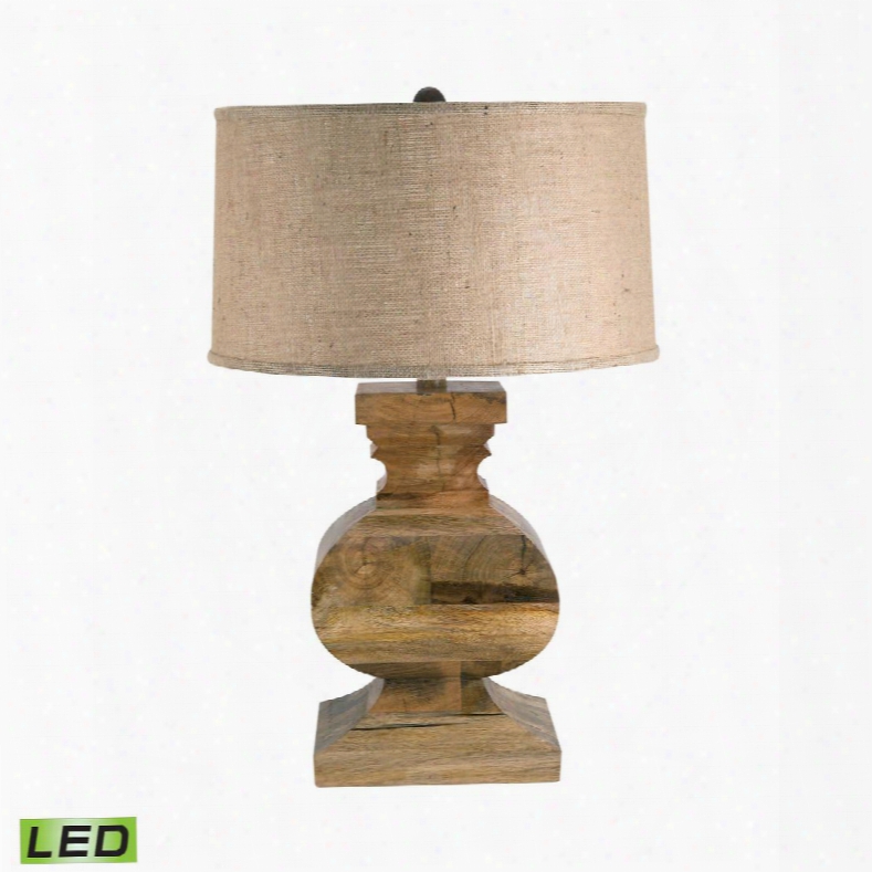 807-led Curved Block Solid Wood Led Table Lamp Natural