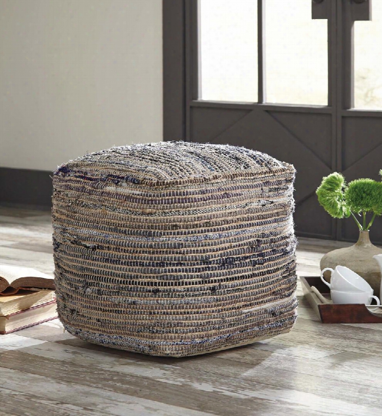 Absalom A1000550 16" Pouf Ottoman With Cotton And Hemp Blend And Filled With Eps Beads In