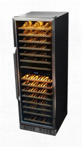 Awr-1600db 27" Premier Gold Series Dual Zone Wine Cooler With 160 Bottle Capacity Dual Setting Gold Led Lighting Lcd Panel Display Adjustable Wood Shelves