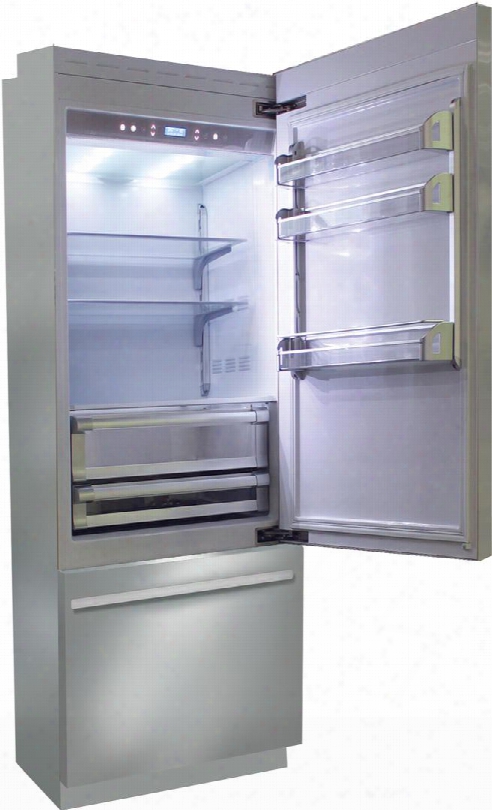 Bki24b-ro 24" Brilliance Series Built In Bottom Freezer Refrigerator With Trimode Totalnofrost 3 Evenlift Shelves Door Storage And Led Lighting: Stainless