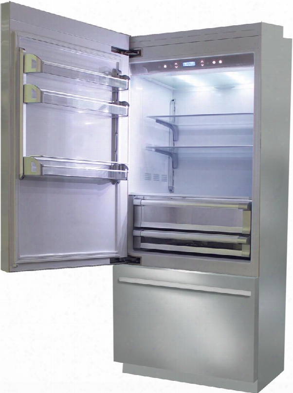 Bki36bi-ls 36" Brilliance Series Built In Bottom Freezer Refrigerator With Trimode Totalnofrost 3 Evenlift Shelves Door Storage Led Lighting And Left