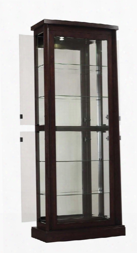 Cc32-6989-x144 Boomerang Curio Display Cabinet With 4 Adjustable Glass Shelves 4 Touch-latch Side-access Doors And Interior Led Touch Lighting In Engineered