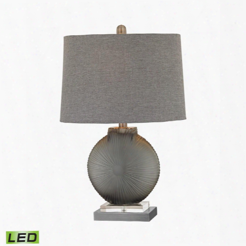 D2909-led Simone 1 Light Led Table Lamp In Grey And Pewter