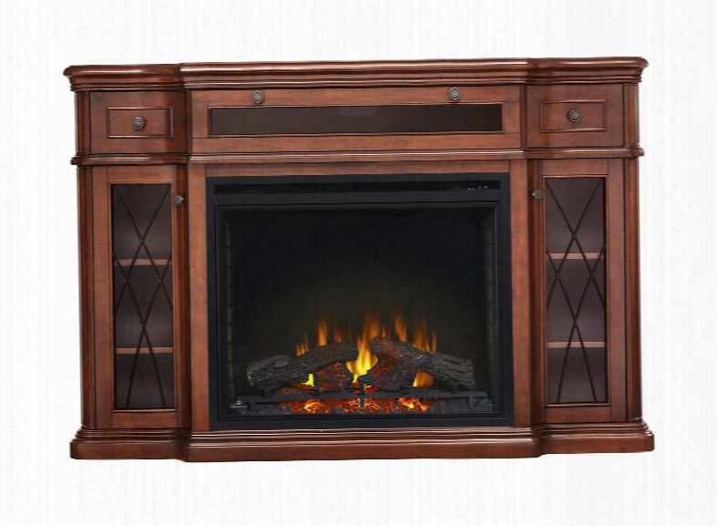 Decor Series Nefp33-0614am 65" Colbert Mantel Package With Ascent Electric 33" Fireplace Included Soft Closing Glass Doors Motion Sensor Led Lights In