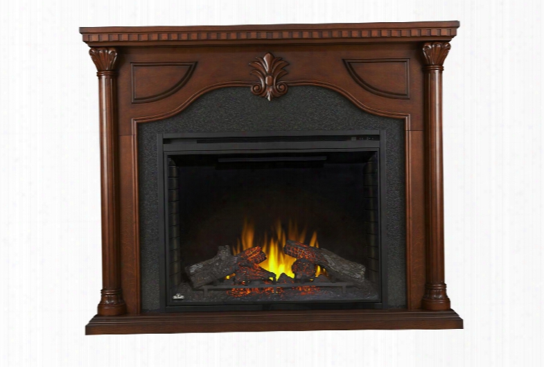 Decor Series Nefp40-0714c 64" Aden Mantel Package With Ascent Electric 40" Fireplace Included Black Granite Styled Surround Dentil Molding Accents Up To