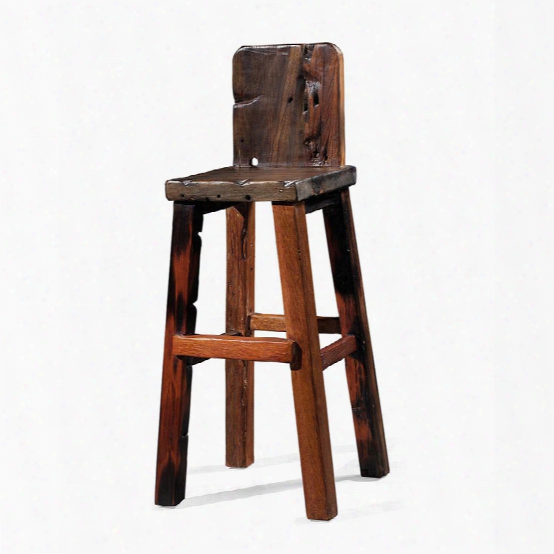 Ds-a10 Nox High Barstool With Low Back Angled Legs And Stretchers In Brown